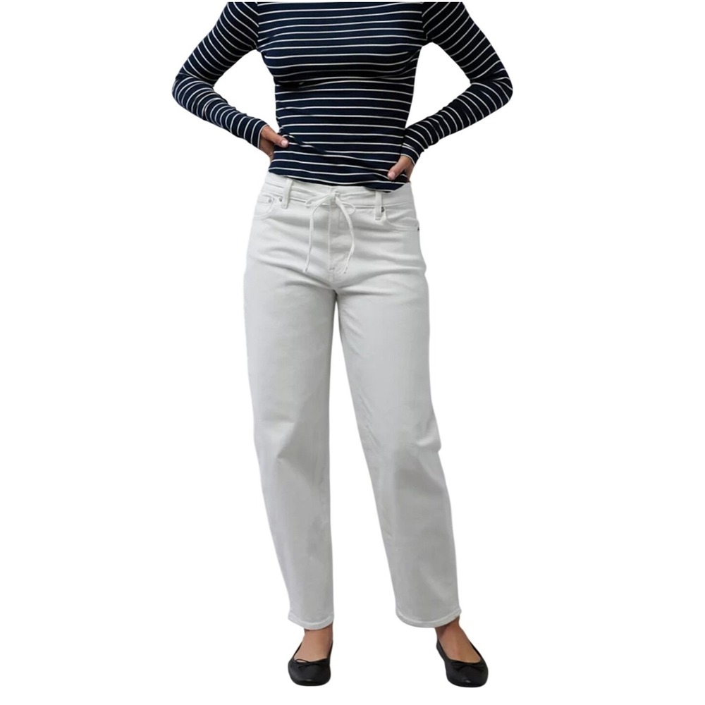 AE Stretch Barrel Jean NWT Drawstring White Denim Womens 18 Regular